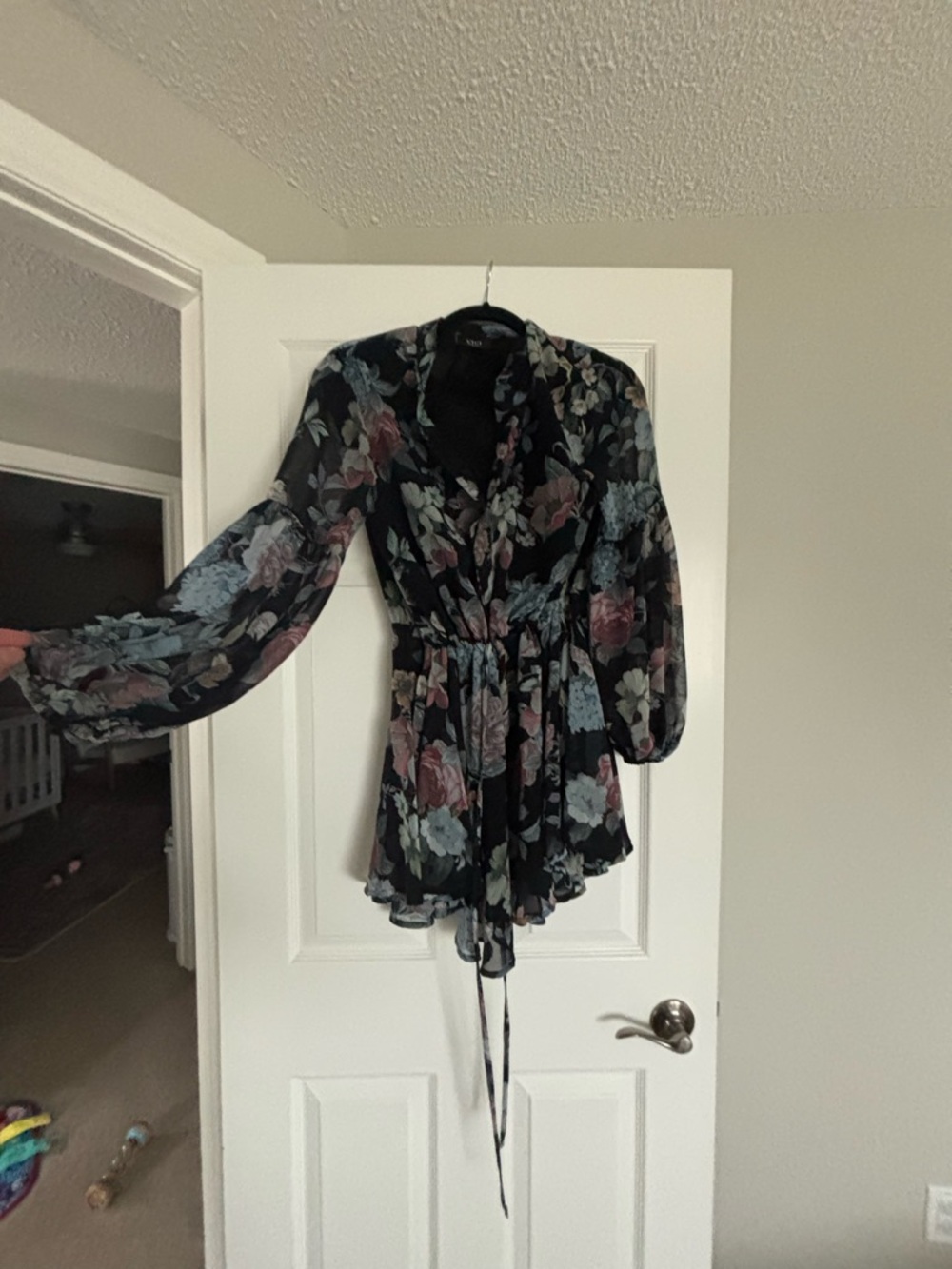 Vici Floral Black Wrap Dress with Tie Waist